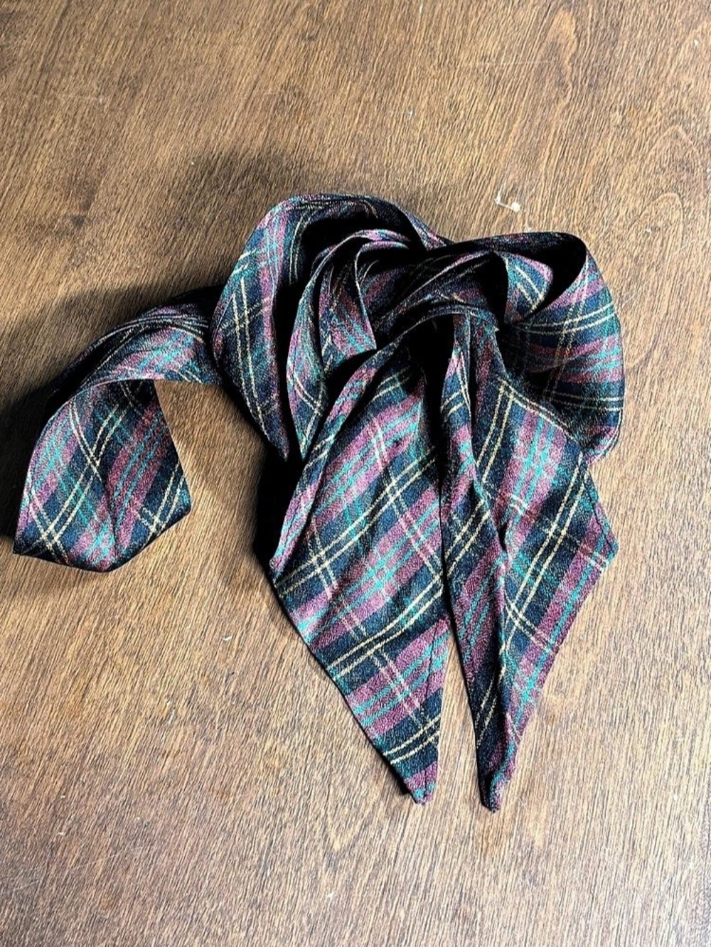 Vintage Plaid Sash Belt Long Multi-Way Hair Scarf - Dark Academia